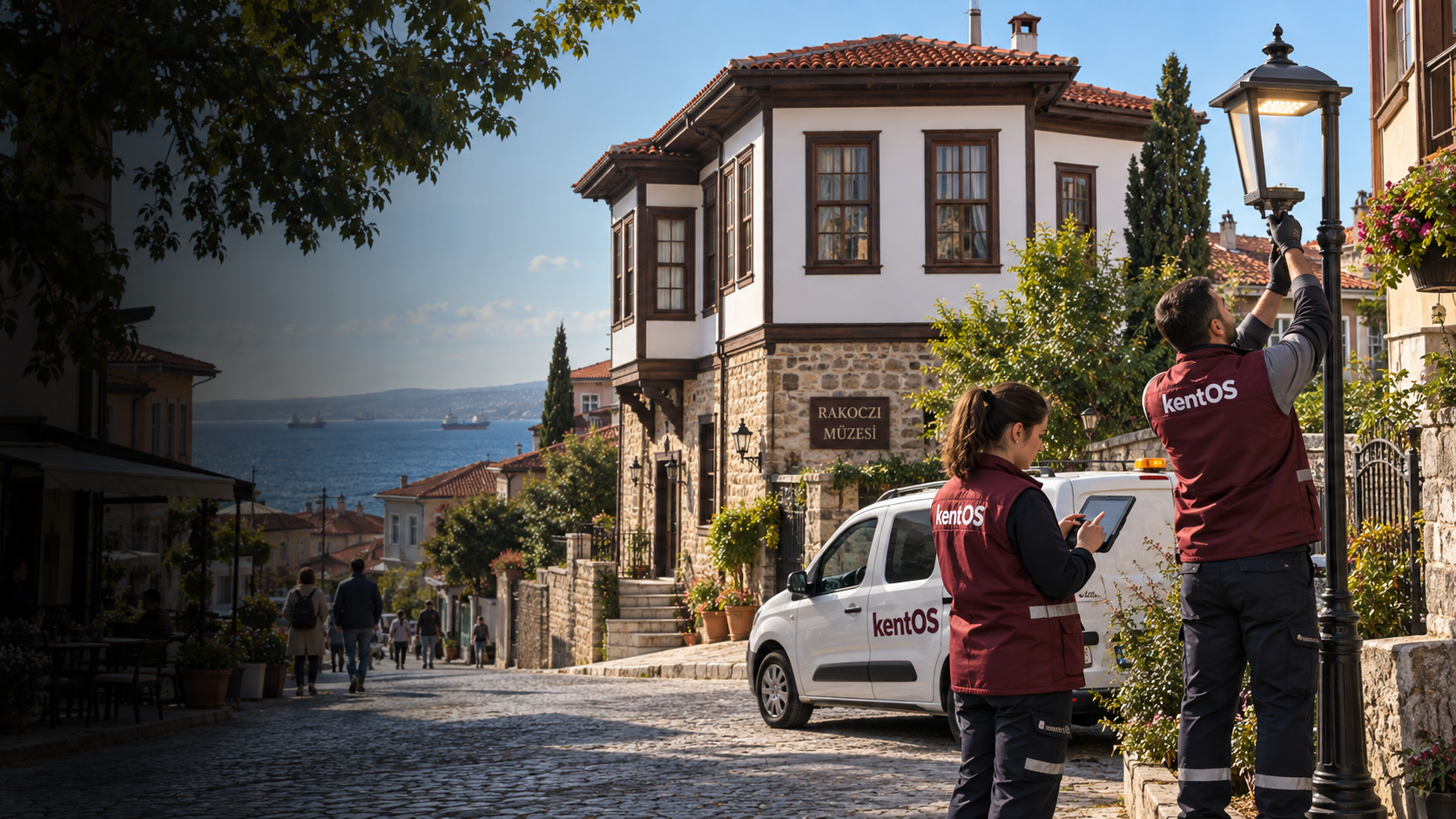 Tekirdağ tarihî sokakları temalı KentOS saha ekibi mockup’ı